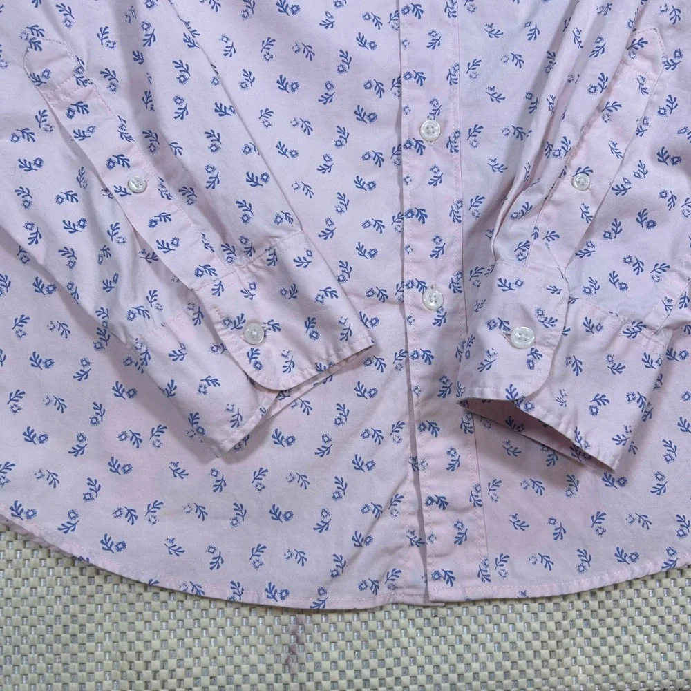 J. Crew Slim Stretch Secret Wash Shirt Floral Print Button‎ Down Mens M Pink